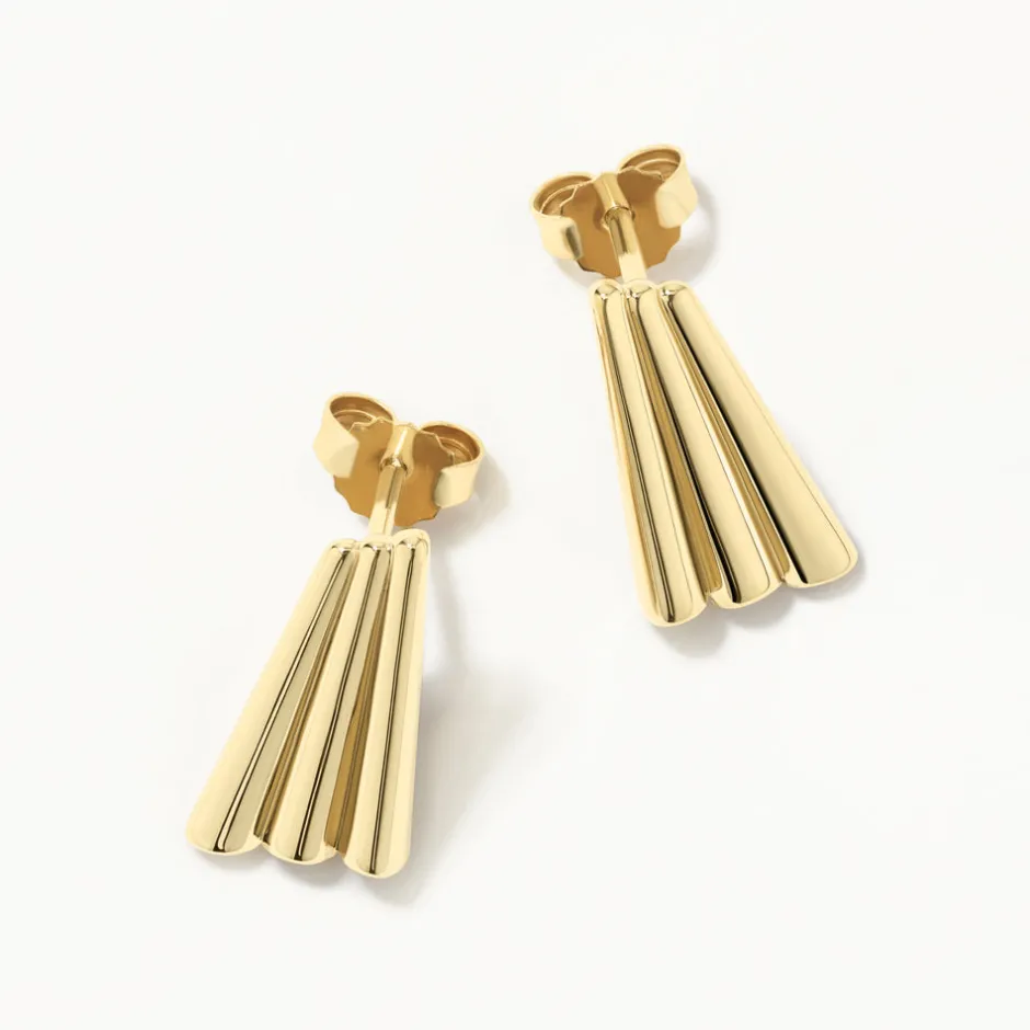 Discount Ribbed Fan Stud Earrings in Gold 18k Fine Gold Plated | Earrings