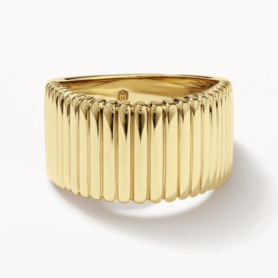 Best Ribbed Tapered Barrel Ring in Gold 18k Fine Gold Plated | Rings
