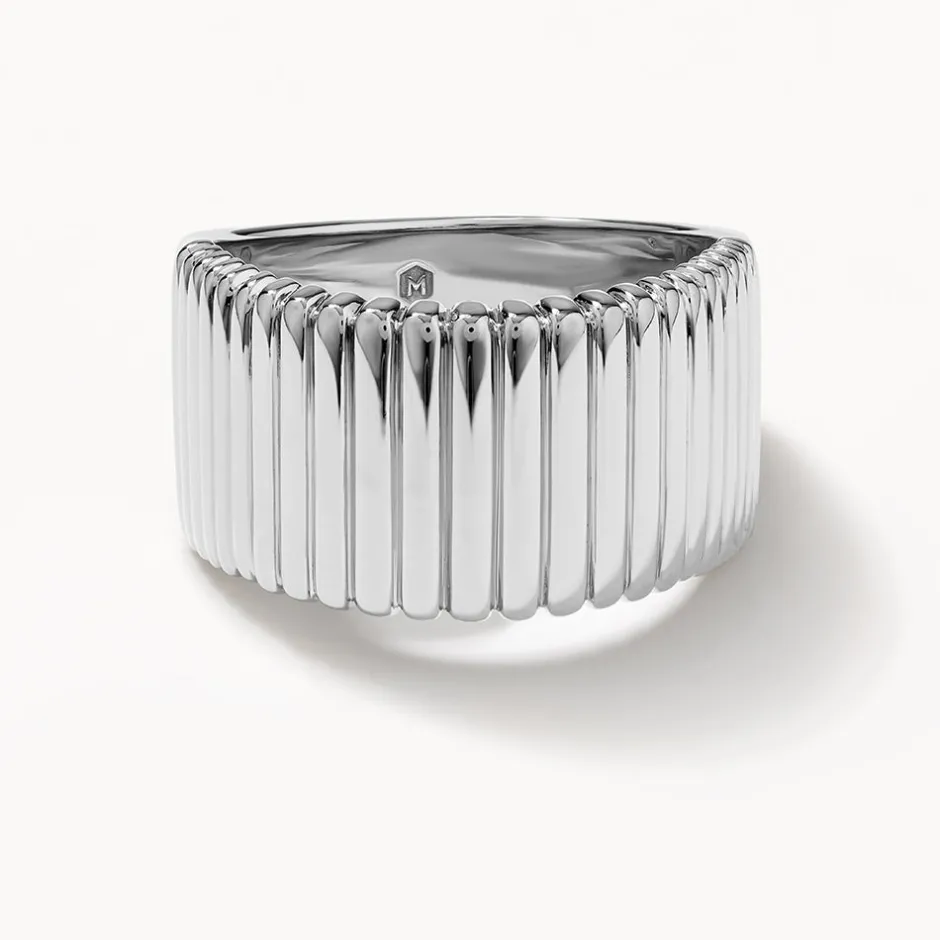 Sale Ribbed Tapered Barrel Ring in Silver 925 Sterling Silver | Rings