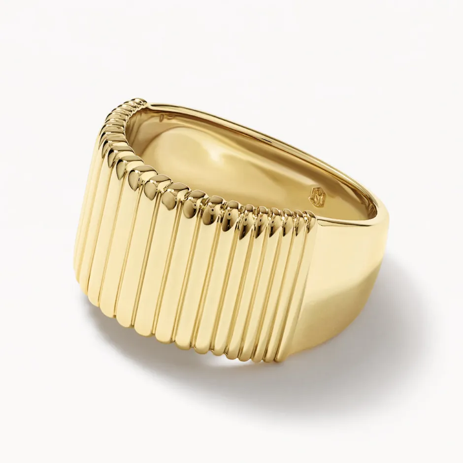 Best Ribbed Tapered Barrel Ring in Gold 18k Fine Gold Plated | Rings