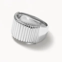 Sale Ribbed Tapered Barrel Ring in Silver 925 Sterling Silver | Rings
