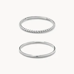 Clearance Rope Stacker Ring Set in Silver 925 Sterling Silver