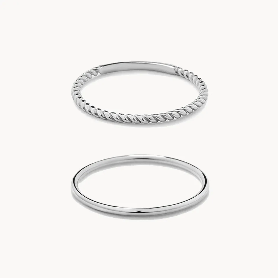Clearance Rope Stacker Ring Set in Silver 925 Sterling Silver