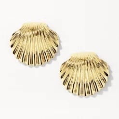 Outlet Shell Stud Earrings in Gold 18k Fine Gold Plated | Earrings