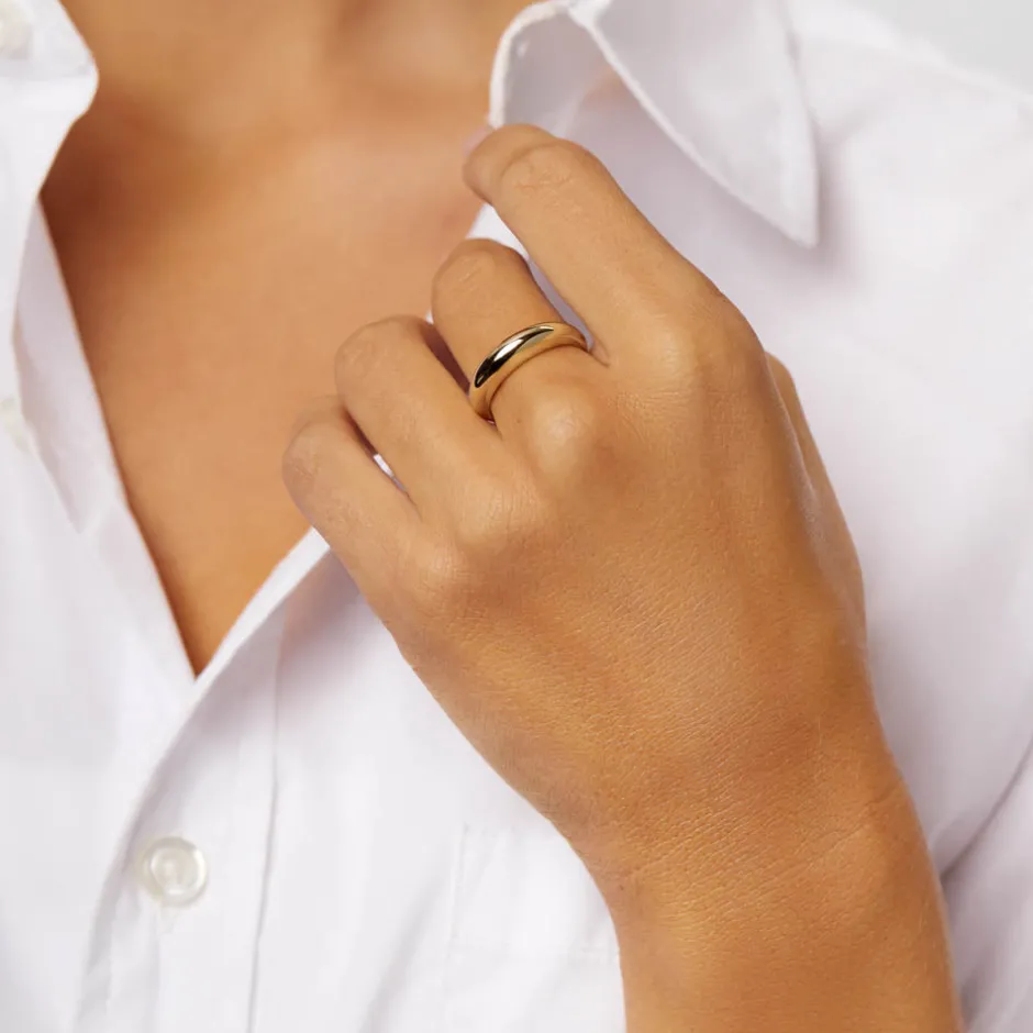 Discount Slim Curve Dome Ring in Gold Best Friend Gifts | 18k Fine Gold Plated