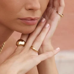 Discount Slim Curve Dome Ring in Gold Best Friend Gifts | 18k Fine Gold Plated