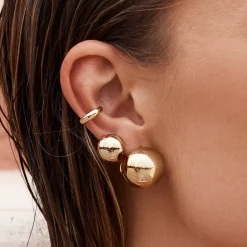 Clearance Slim Curve Single Ear Cuff in Gold Gifts For Him | 18k Fine Gold Plated