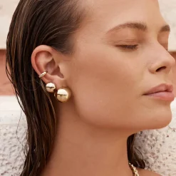 Clearance Slim Curve Single Ear Cuff in Gold Gifts For Him | 18k Fine Gold Plated