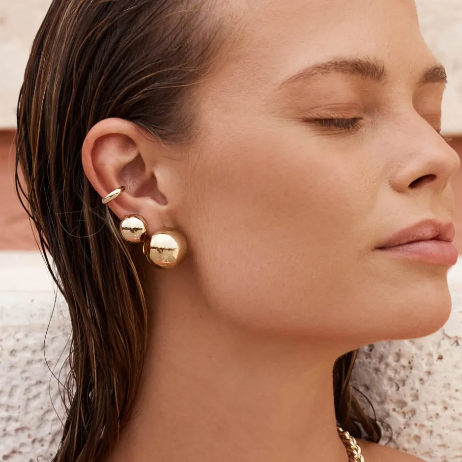Clearance Slim Curve Single Ear Cuff in Gold Gifts For Him | 18k Fine Gold Plated