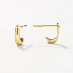 New Slim Dome Huggie Stud Earrings in 10k Gold Earrings | Studs