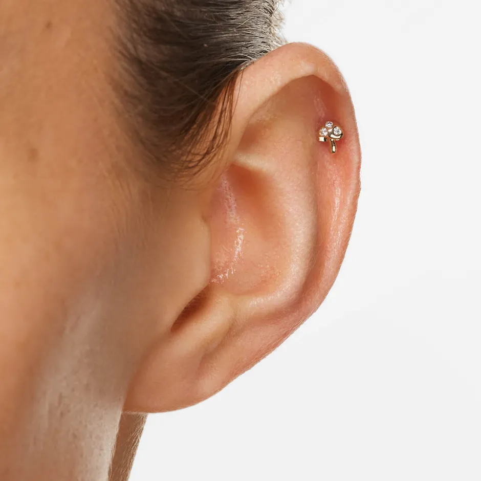 Discount Spotted Mushroom Helix Single Stud in 10k Gold Laboratory-grown Diamonds | Earrings