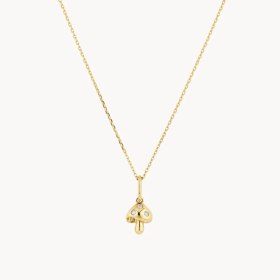 Outlet Spotted Mushroom Pendant Necklace in 10k Gold Laboratory-grown Diamonds | Necklaces & Pendants
