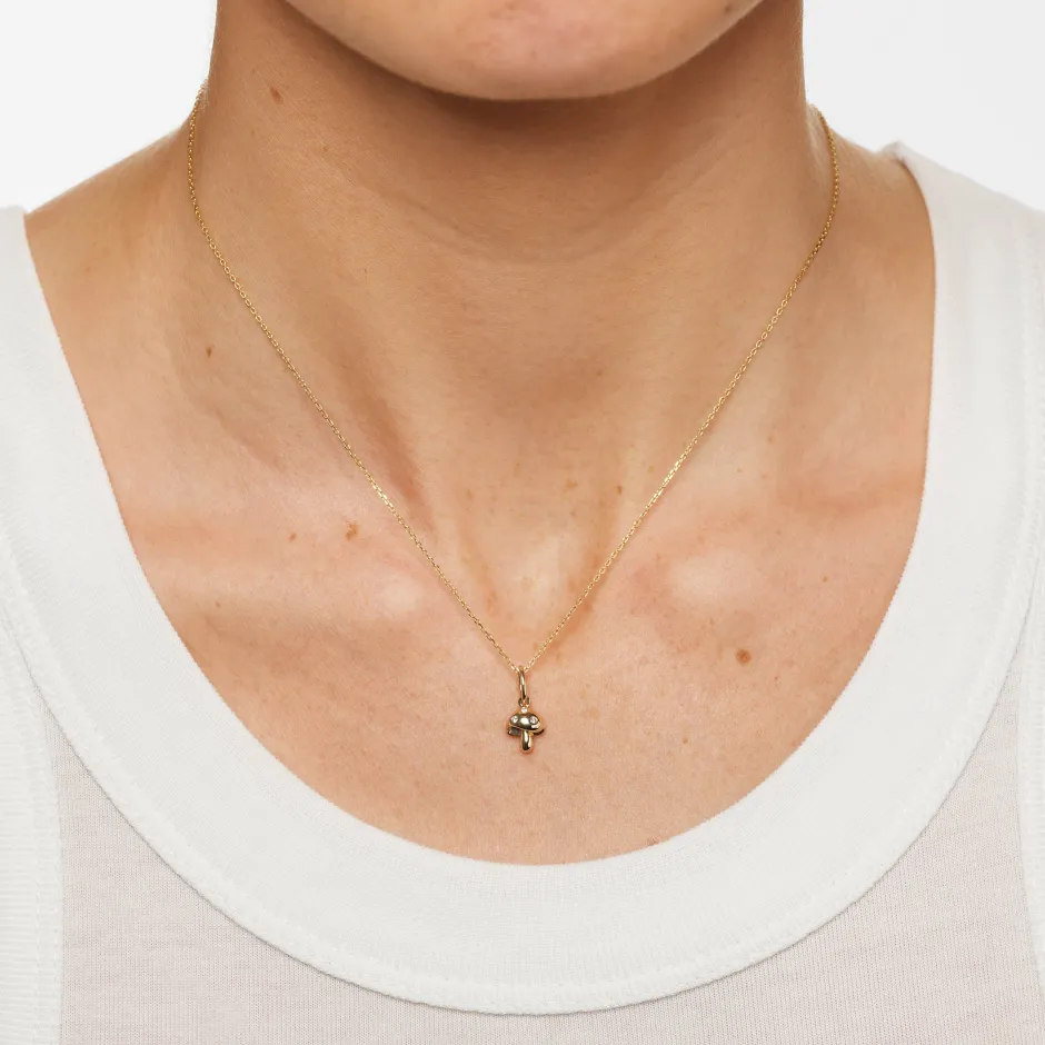 Outlet Spotted Mushroom Pendant Necklace in 10k Gold Laboratory-grown Diamonds | Necklaces & Pendants