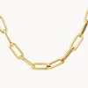 Online Square Boyfriend Paperclip Chain Necklace in Gold Gifts For Him | 18k Fine Gold Plated
