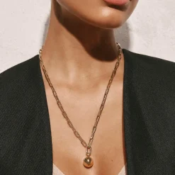 Online Square Boyfriend Paperclip Chain Necklace in Gold Gifts For Him | 18k Fine Gold Plated
