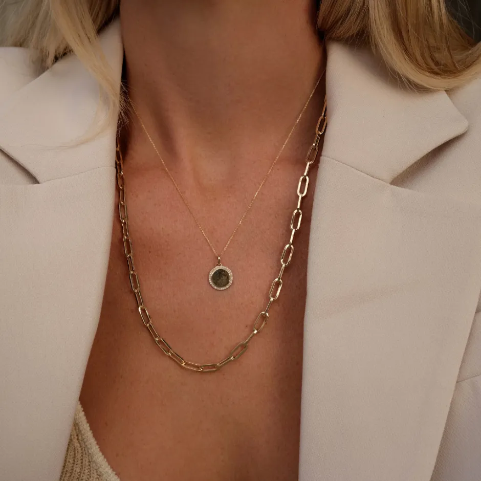 Online Square Boyfriend Paperclip Chain Necklace in Gold Gifts For Him | 18k Fine Gold Plated