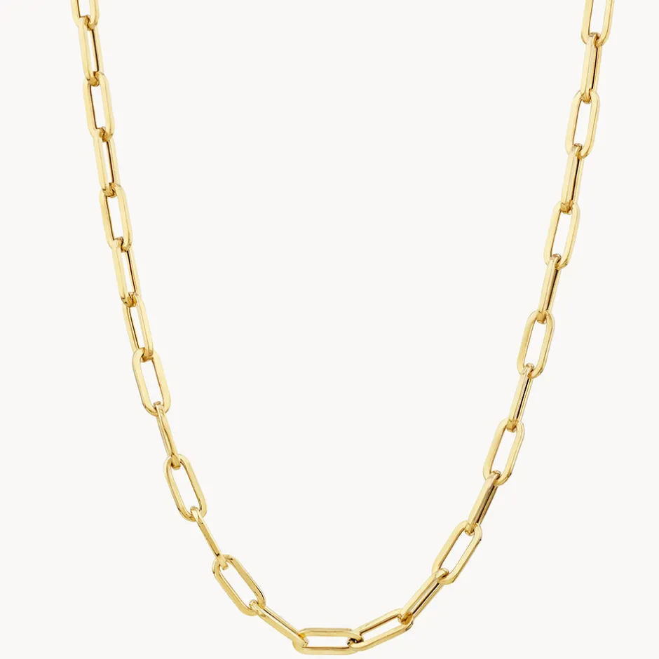 Online Square Boyfriend Paperclip Chain Necklace in Gold Gifts For Him | 18k Fine Gold Plated