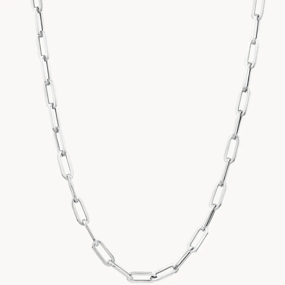 Hot Square Boyfriend Paperclip Chain Necklace in Silver Gifts For Him | 925 Sterling Silver
