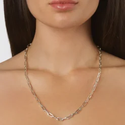 Hot Square Boyfriend Paperclip Chain Necklace in Silver Gifts For Him | 925 Sterling Silver