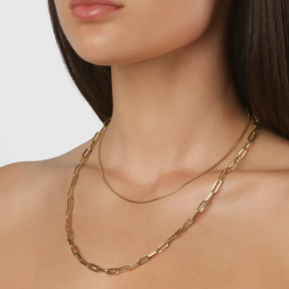Online Square Boyfriend Paperclip Chain Necklace in Gold Gifts For Him | 18k Fine Gold Plated