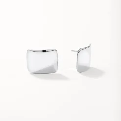 Hot Square Dome Stud Earrings in Silver 925 Sterling Silver | Earrings