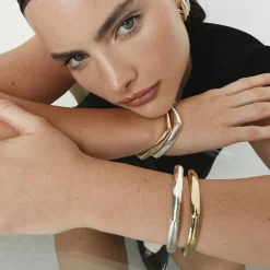 Fashion Square Edge Bangle in Gold Gifts For Him | 18k Fine Gold Plated