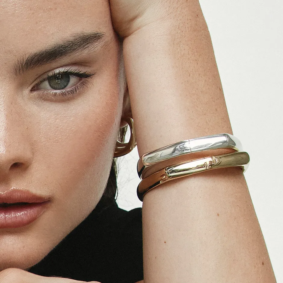 New Square Edge Bangle in Silver Gifts For Him | 925 Sterling Silver