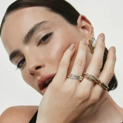 Outlet Square Edge Ring in Gold Gifts For Him | 18k Fine Gold Plated