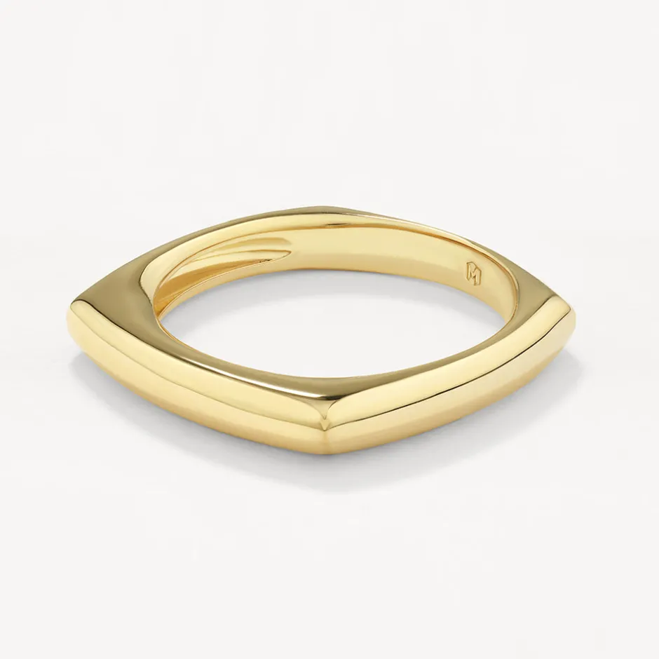Outlet Square Edge Ring in Gold Gifts For Him | 18k Fine Gold Plated