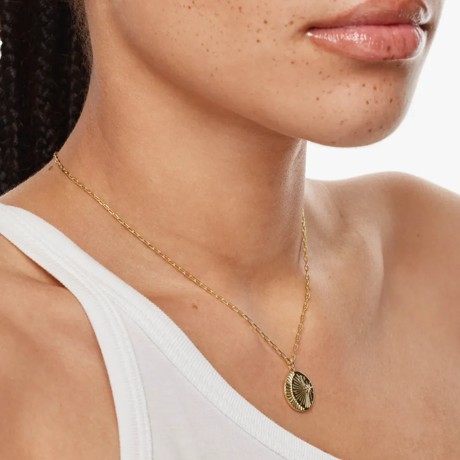 Clearance Sun And Moon Pendant Necklace in Gold Gifts For Her | 18k Fine Gold Plated