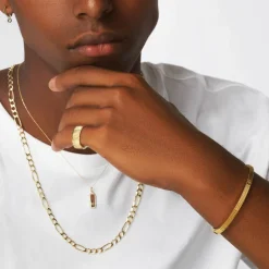 Online Textured Bangle in Gold Gifts For Him | 18k Fine Gold Plated