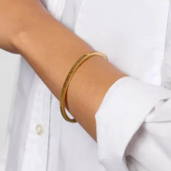 Online Textured Bangle in Gold Gifts For Him | 18k Fine Gold Plated