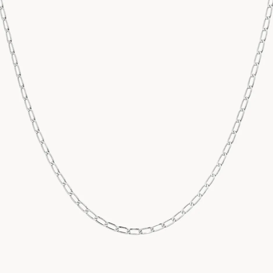New Thin Flat Curb Chain Necklace in Silver Gifts For Him | 925 Sterling Silver