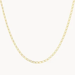 Best Thin Flat Curb Chain Necklace in Gold Gifts For Him | 18k Fine Gold Plated