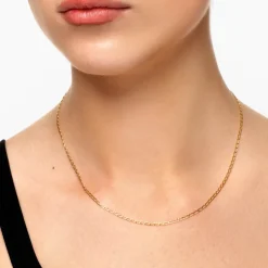 Best Thin Flat Curb Chain Necklace in Gold Gifts For Him | 18k Fine Gold Plated