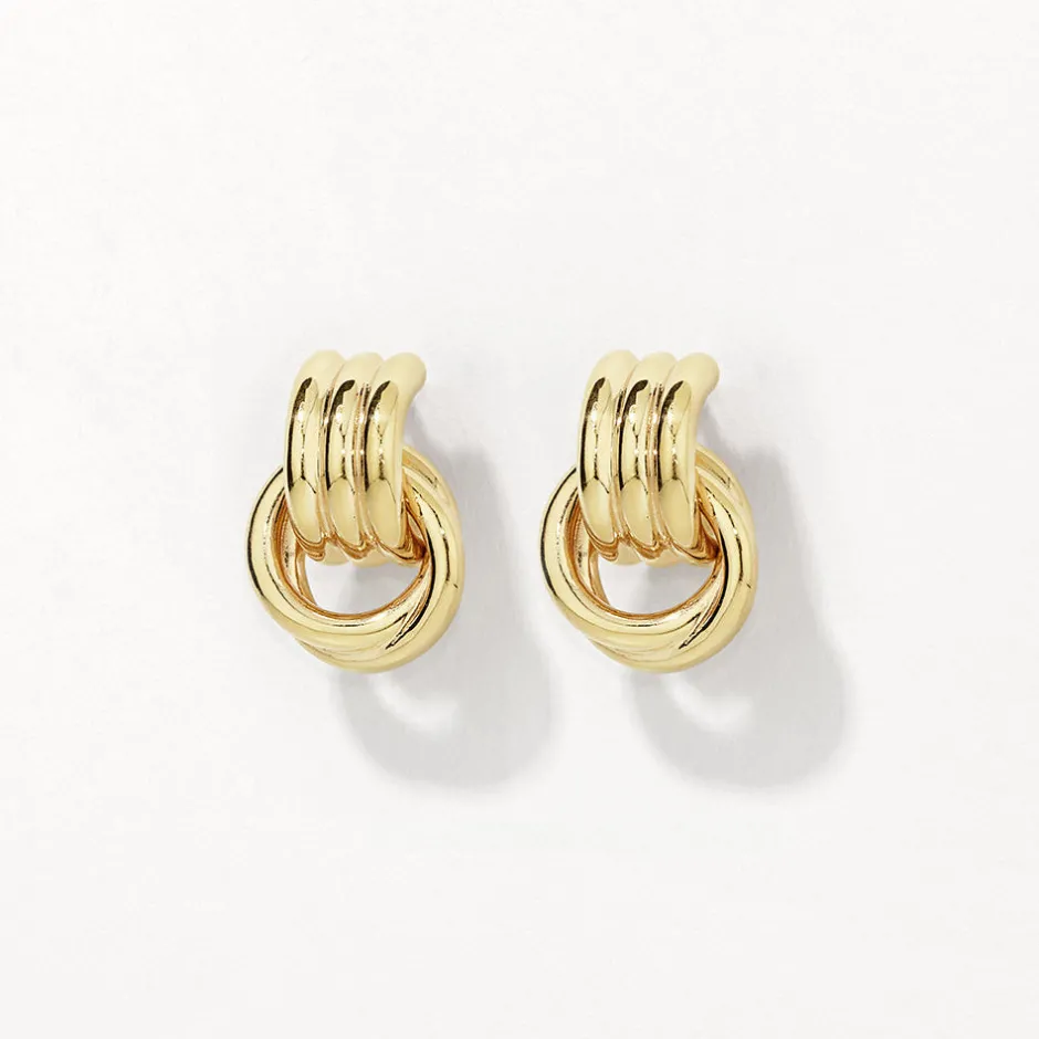 Hot Trio Knot Doorknocker Earrings in Gold 18k Fine Gold Plated | Earrings
