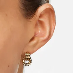 Hot Trio Knot Doorknocker Earrings in Gold 18k Fine Gold Plated | Earrings