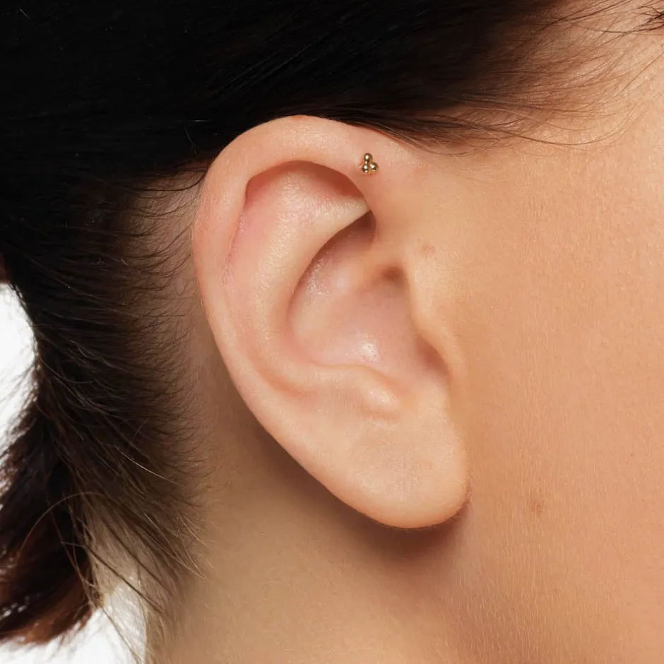 Sale Triple Ball Helix Single Stud Earring in 10k Gold 10k Gold | Earrings