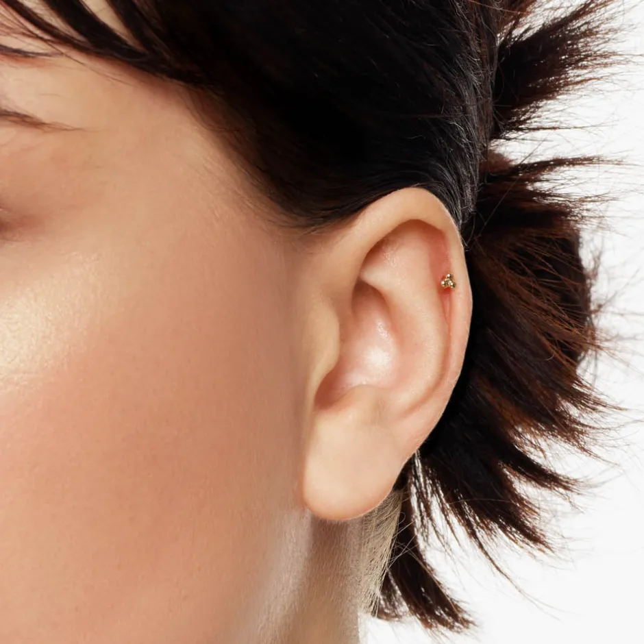 Sale Triple Ball Helix Single Stud Earring in 10k Gold 10k Gold | Earrings
