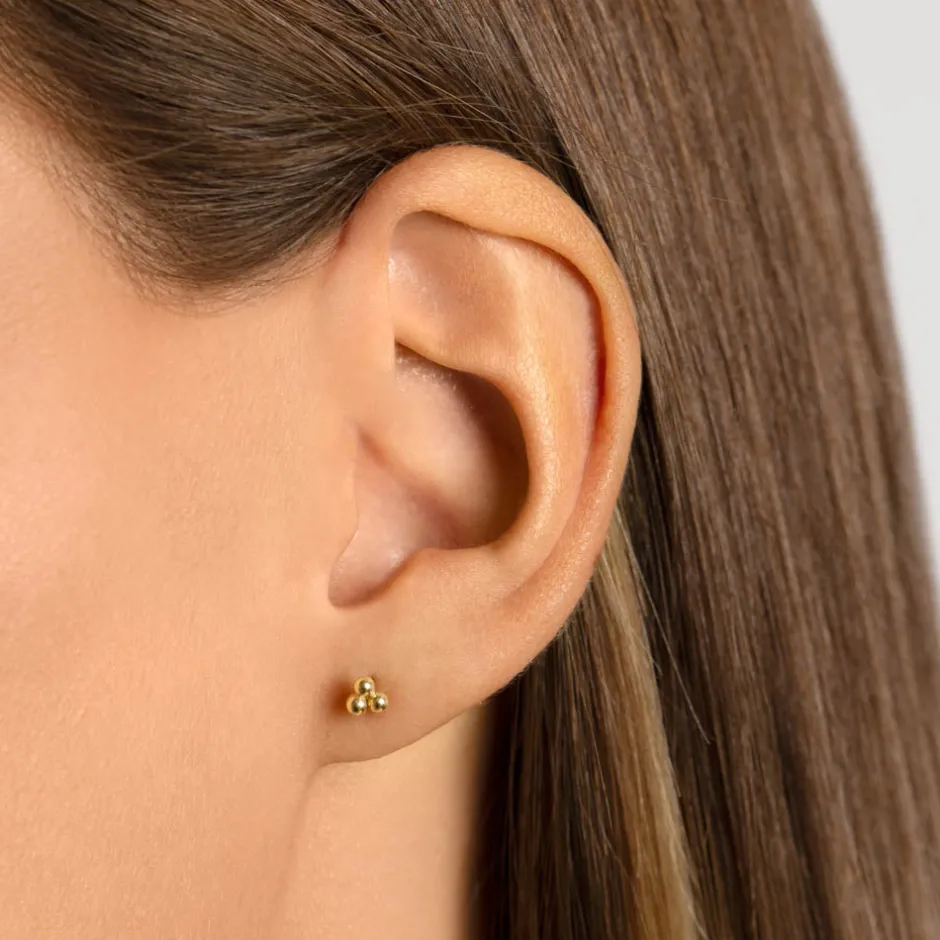 Best Triple Ball Stud Earrings in 10k Gold 10k Gold | Earrings