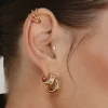 Discount Triple Band Single Ear Cuff in Gold 18k Fine Gold Plated | Earrings