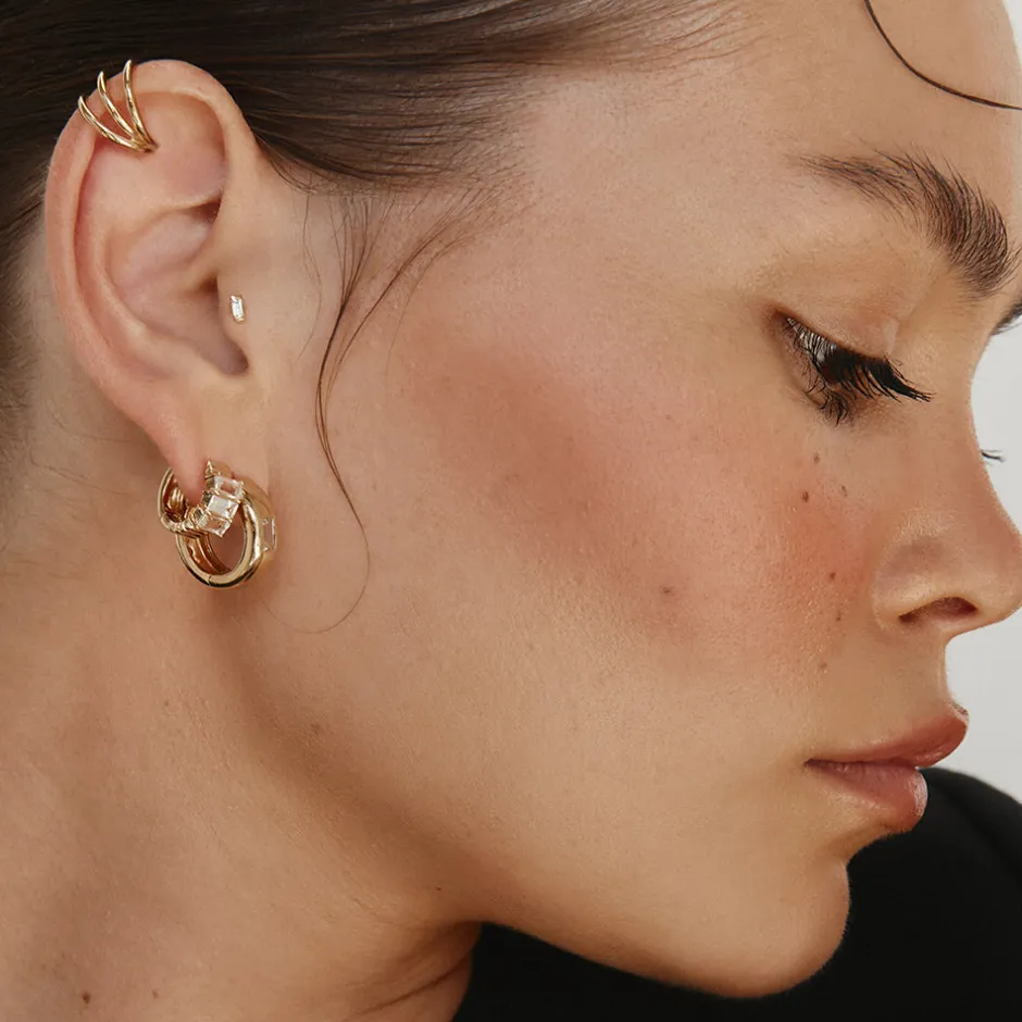 Discount Triple Band Single Ear Cuff in Gold 18k Fine Gold Plated | Earrings