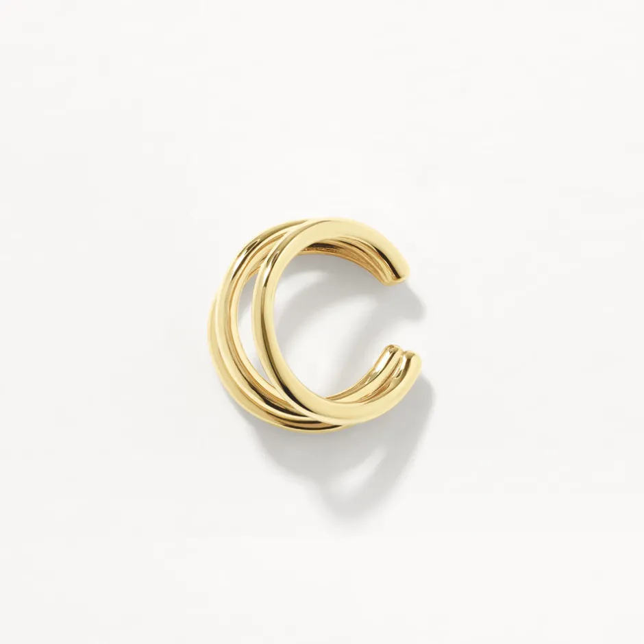 Discount Triple Band Single Ear Cuff in Gold 18k Fine Gold Plated | Earrings