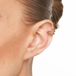 Discount Triple Band Single Ear Cuff in Gold 18k Fine Gold Plated | Earrings