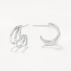 Fashion Triple Hoop Stud Earrings in Silver 925 Sterling Silver | Earrings
