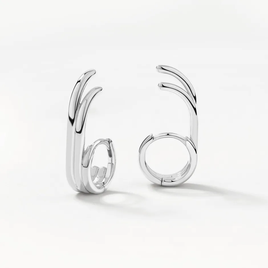 Hot Triple Lobe Cuff Huggie Earring in Silver 925 Sterling Silver | Earrings