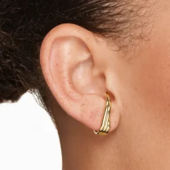 New Triple  Lobe Cuff Huggie Earring in Gold 18k Fine Gold Plated | Earrings