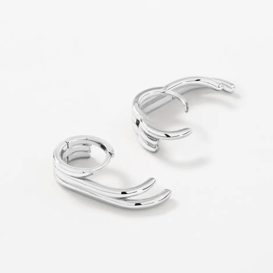 Hot Triple Lobe Cuff Huggie Earring in Silver 925 Sterling Silver | Earrings