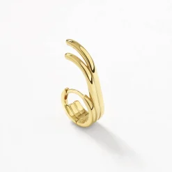 New Triple Lobe Cuff Huggie Earring in Gold 18k Fine Gold Plated | Earrings