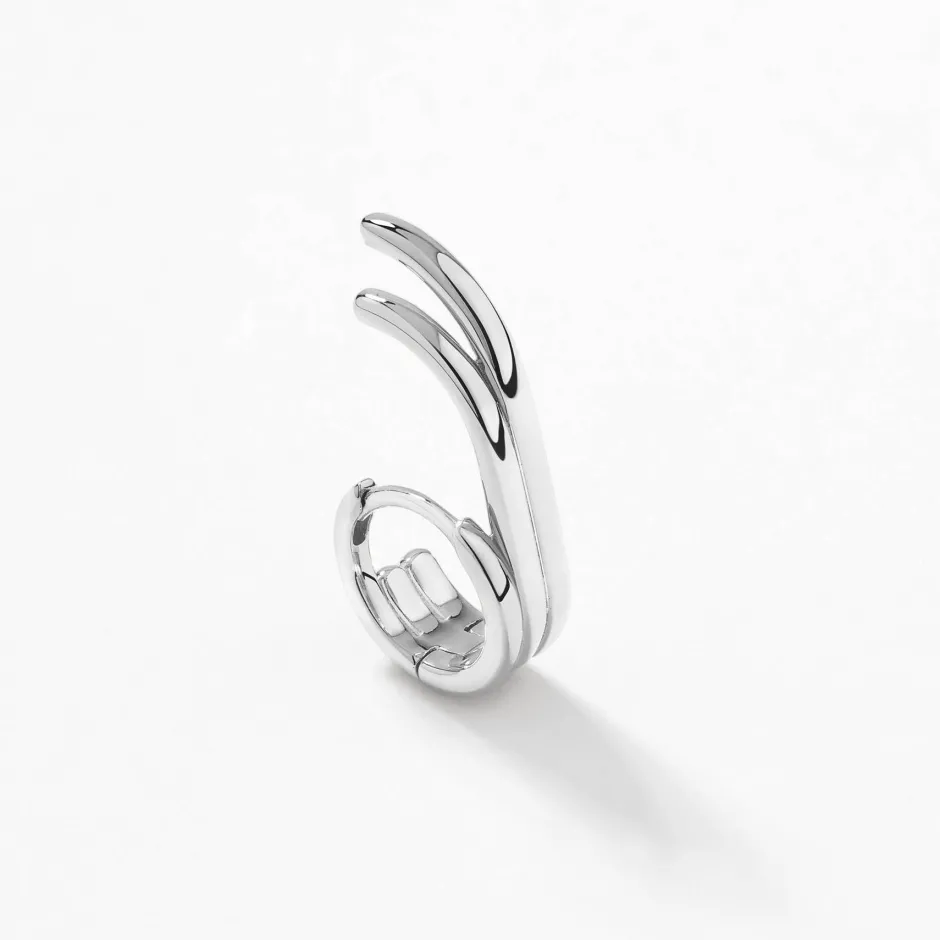 Hot Triple Lobe Cuff Huggie Earring in Silver 925 Sterling Silver | Earrings